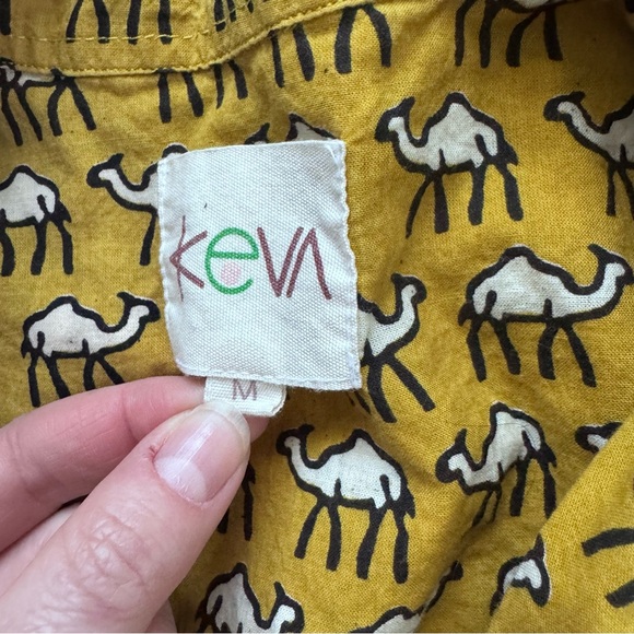 Keva Camel Print Pajama Set Women’s M Mustard Yellow Button Up Shorts - Picture 8 of 14